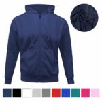 Full-Zip Hooded Fleece Sweatshirt, Hooded Zip-Up Jacket, Blank Sweatshirt