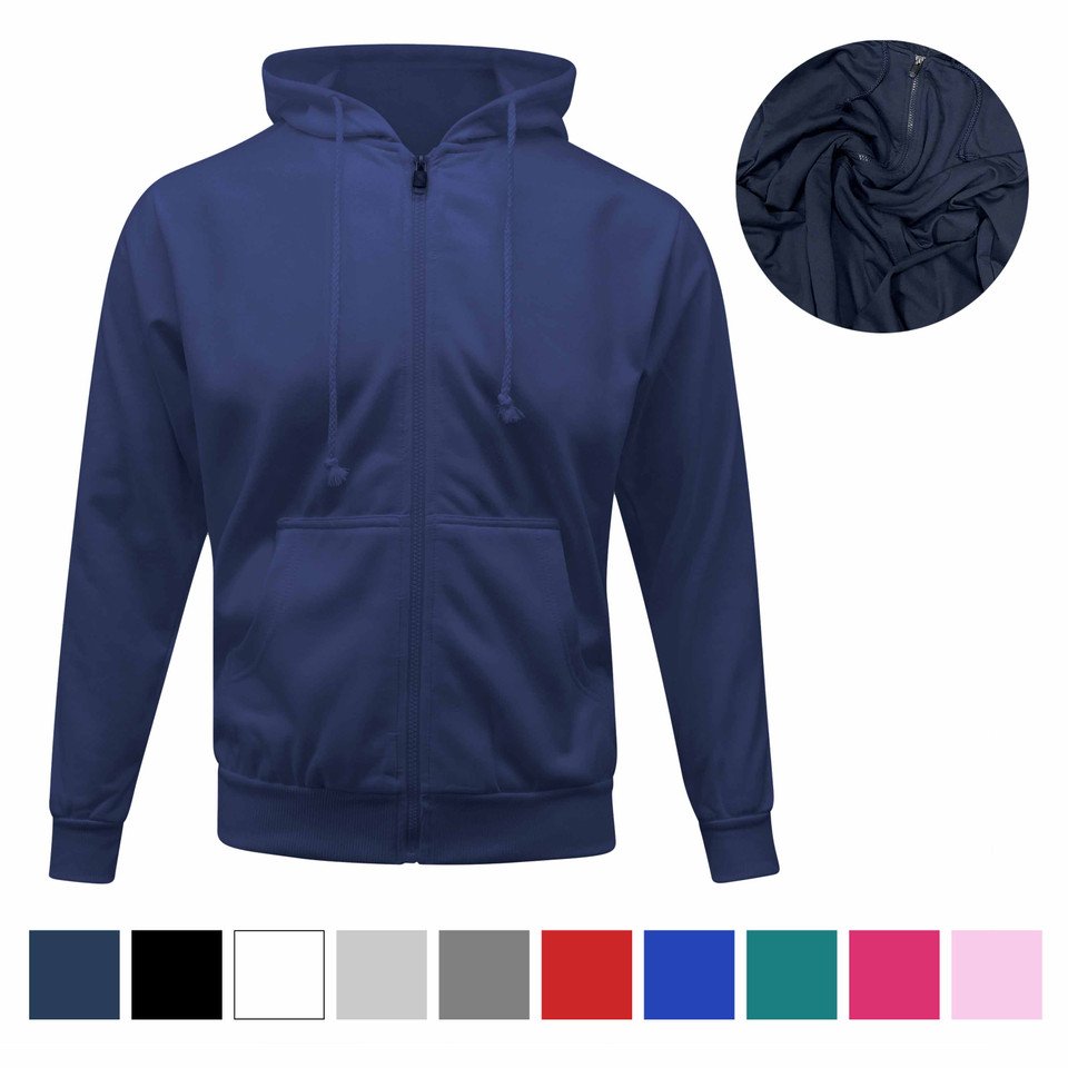 1 Full-Zip Hooded Fleece Sweatshirt, Hooded Zip-Up Jacket, Blank Sweatshirt - Image 1